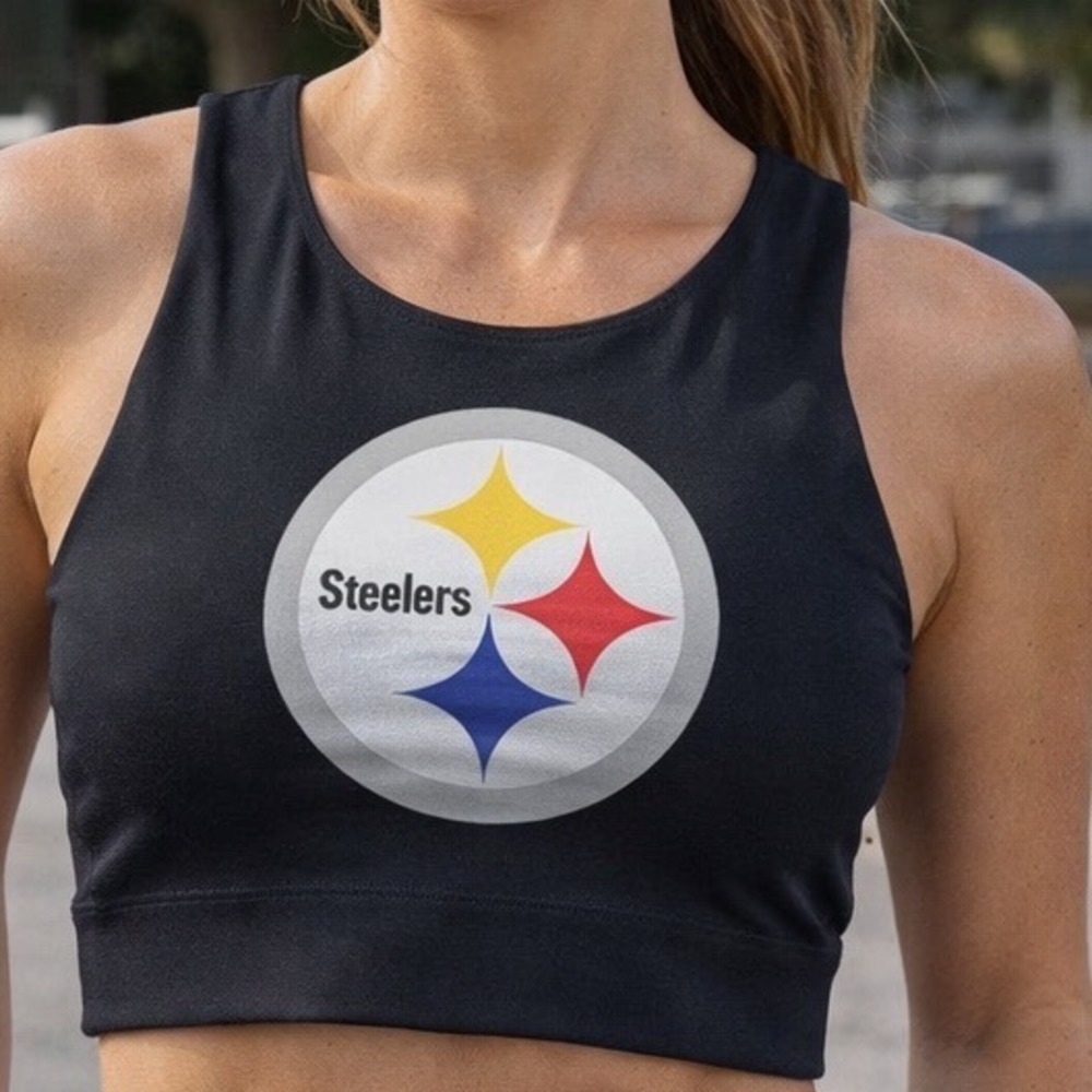 NWT KADI Sports Pittsburgh Steelers NFL Black‎ Core Fan Crop Top Athletic XL